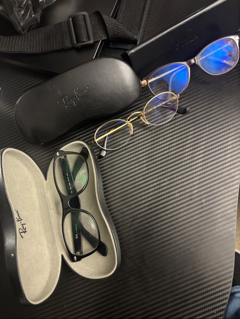 Ray-Ban & Furla Brown, Black and Gold/clear Mixed Glasses and Protective Cases